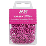 JAM Paper Circular Small Paper Clips, Hot Pink Fuchsia, 2 Packs of 50 (2187136B)