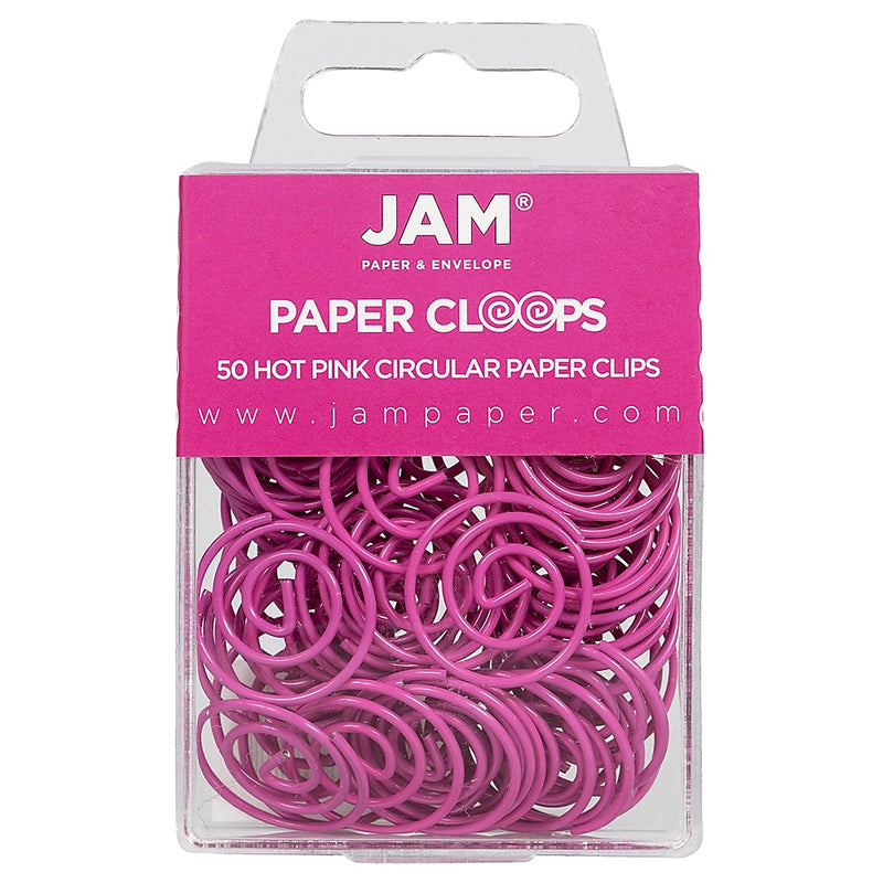 JAM Paper Circular Small Paper Clips, Hot Pink Fuchsia, 2 Packs of 50 (2187136B)