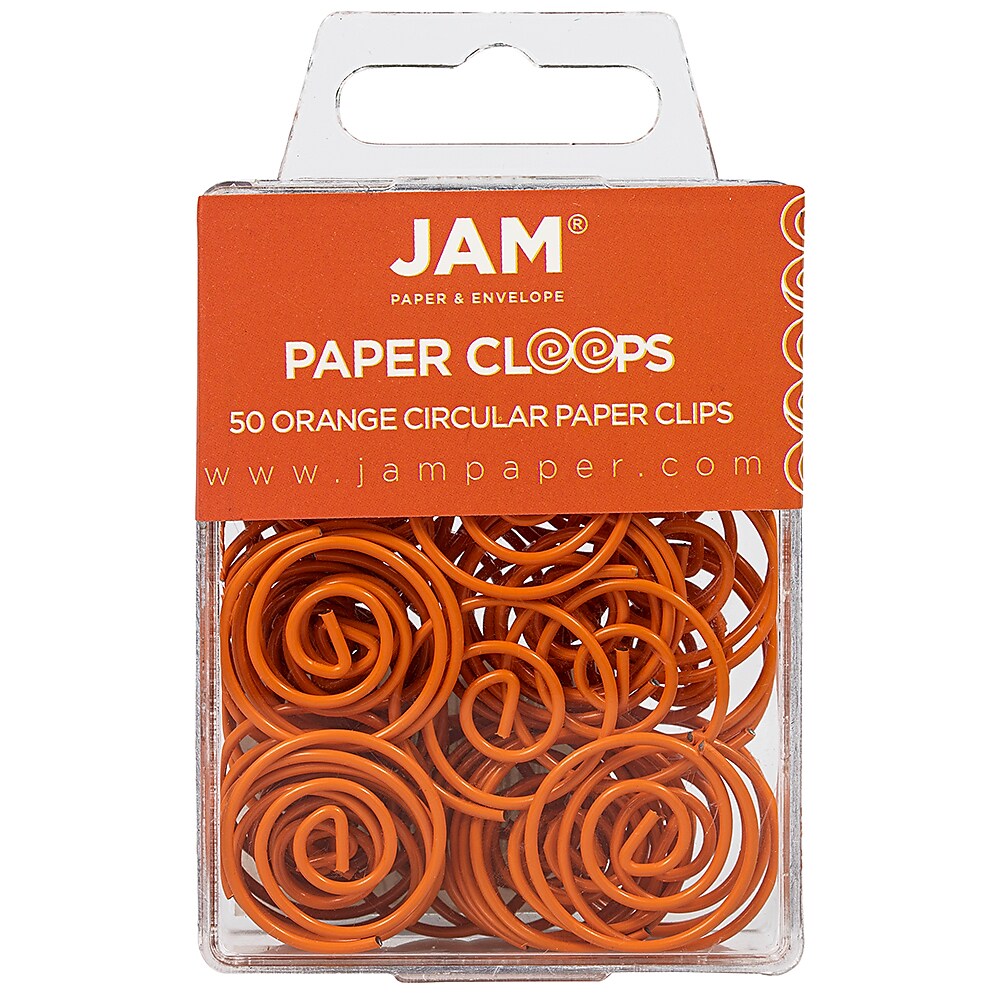 JAM Paper Colored Circular Paper Clips, Round Paperclips, Orange, 2 Packs of 50 (21827540B)