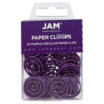 JAM Paper Colored Circular Paper Clips, Round Paperclips, Purple, 2 Packs of 50 (2187137B)
