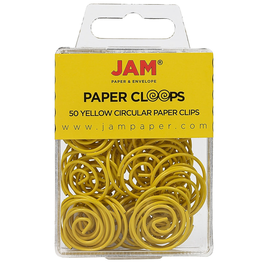 JAM Paper Circular Small Paper Clips, Yellow, 2 Packs of 50 (2187140B)