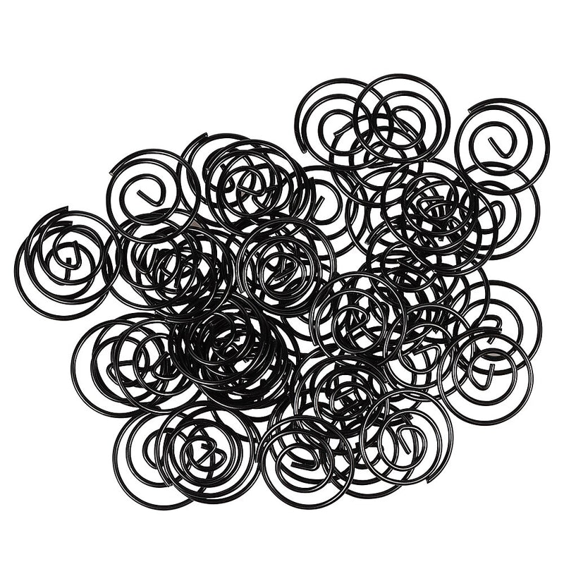 JAM Paper Colored Circular Paper Clips, Round Paperclips, Black, 2 Packs of 50 (2187133B)