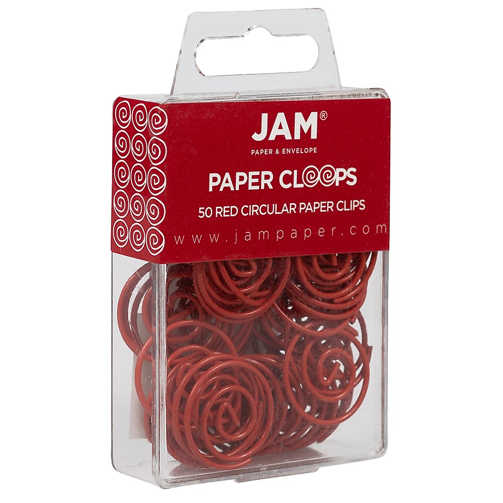 JAM Paper Circular Small Paper Clips, Red, 2 Packs of 50 (2187138B)