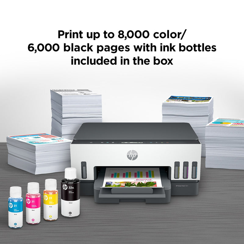 HP Smart Tank 7001 Wireless All-in-One Color Ink Tank Printer Scanner Copier, 2 years ink included (28B49A)