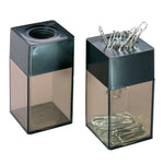 CLI Transparent Magnetic Plastic Paper Clip Dispenser, Black/Smoke, 12/Bundle (CHL010B-12)