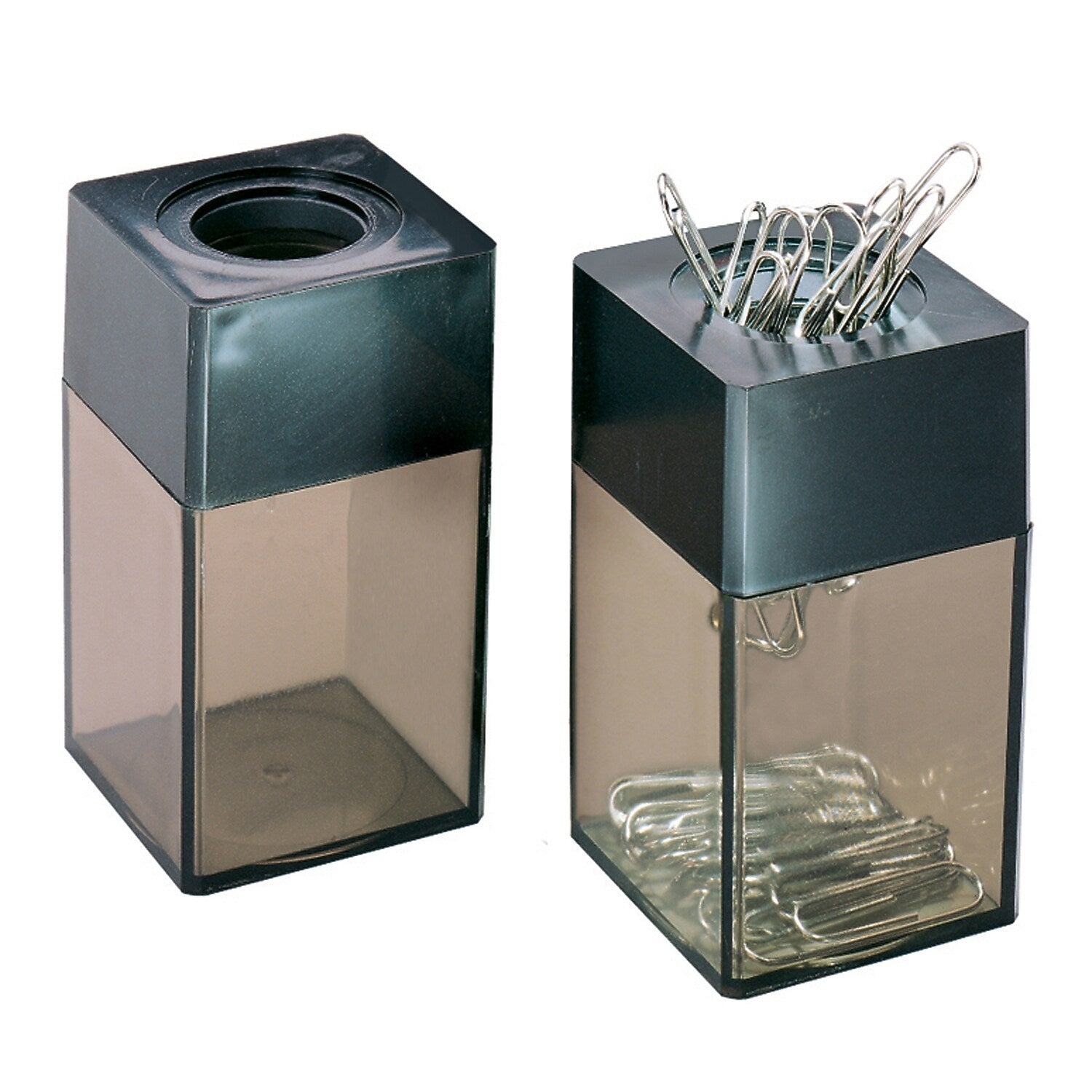 CLI Transparent Magnetic Plastic Paper Clip Dispenser, Black/Smoke, 12/Bundle (CHL010B-12)