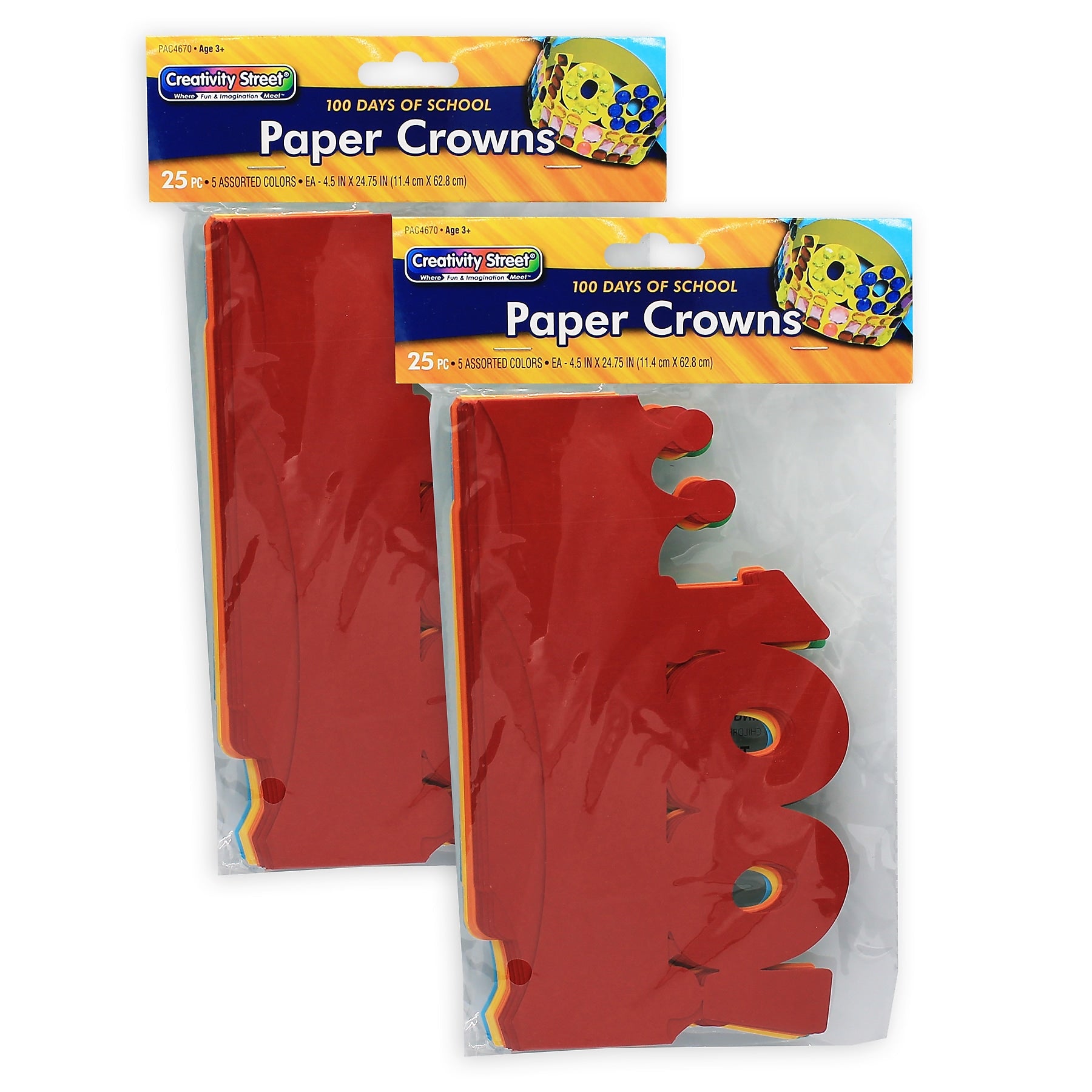 Creativity Street 100 Days of School Paper Crowns, 4.5" x 24.75", 25 Per Pack, 2 Packs (CK-4670-2)