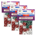 Learning Advantage Dot Dice - Red/Green/White - 36 Per Pack, 3 Packs (CTU7366-3)