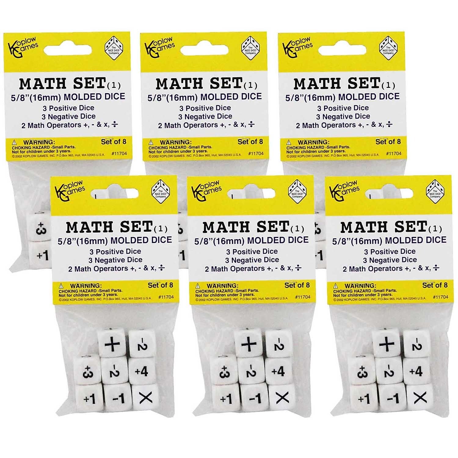 Koplow Games Positive/Negative Dice Set, 8/Set, 6 Sets/Bundle (KOP11704-6)