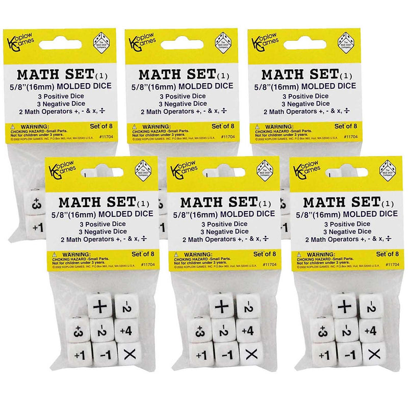 Koplow Games Positive/Negative Dice Set, 8/Set, 6 Sets/Bundle (KOP11704-6)