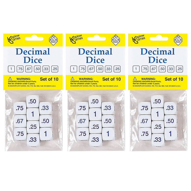 Koplow Games Decimal Dice Set, 10 Per Pack, 3 Packs (KOP12088-3)