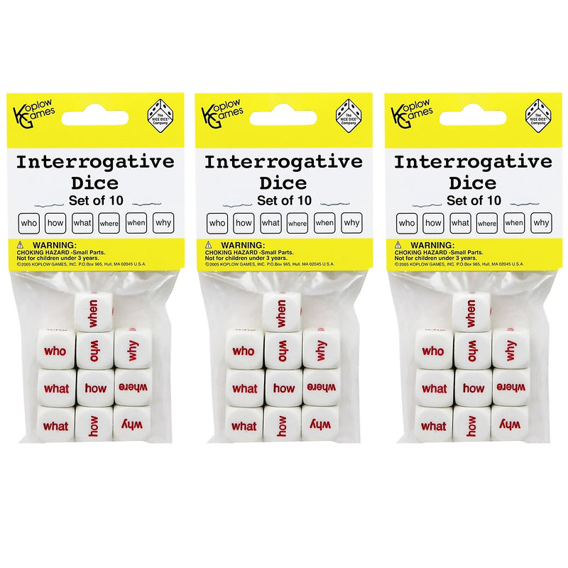 Koplow Games Interrogative Dice, 10/Set, 3 Sets/Bundle (KOP12090-3)