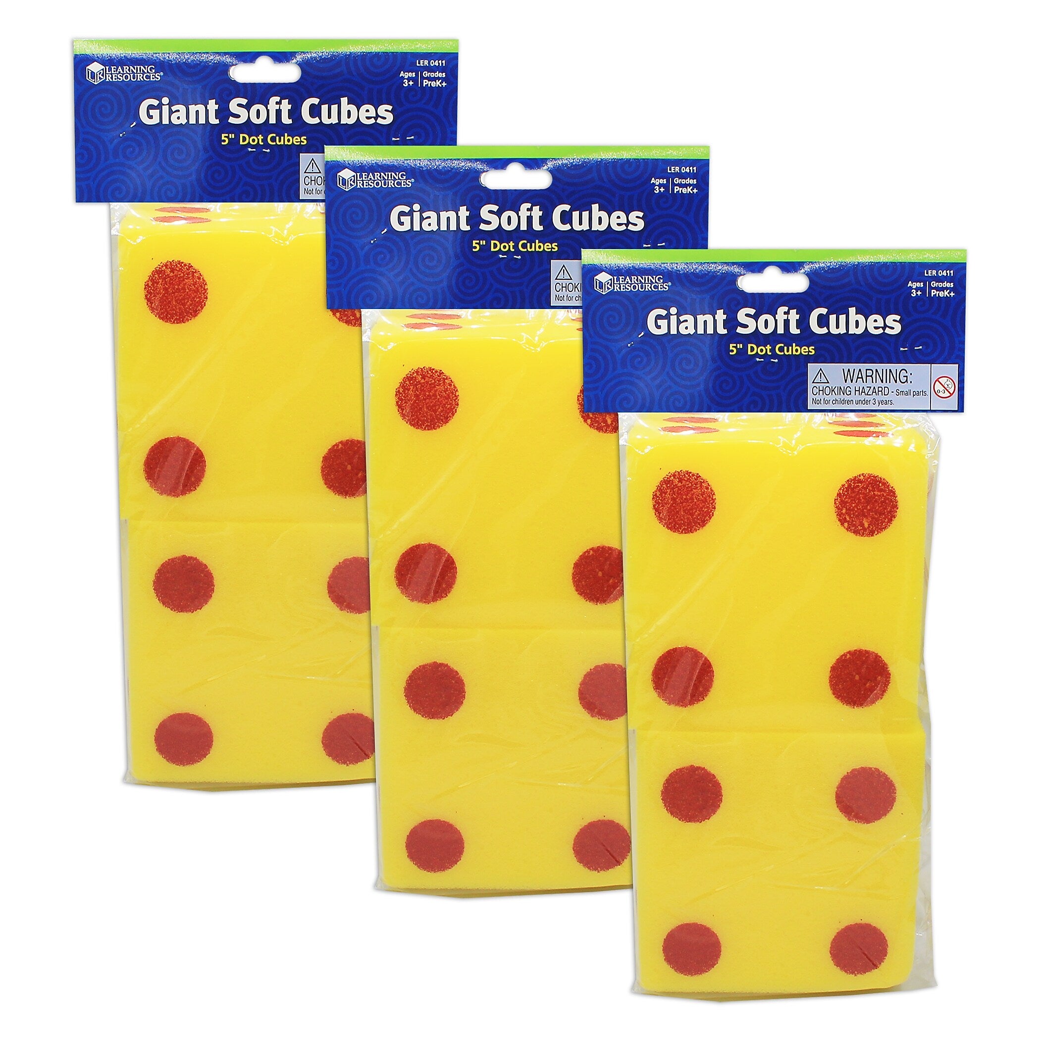 Learning Resources Giant Soft Dot Cubes, Yellow, 2/Pack, 3 Packs/Bundle (LER0411)