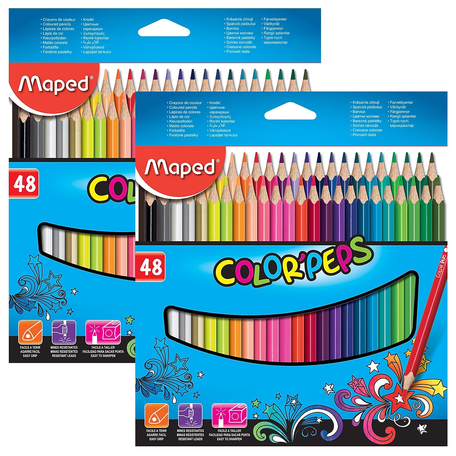 Maped Color'Peps Triangular Colored Pencils, Assorted Colors, 48/Bundle, 2 Bundles (MAP832048ZV-2)