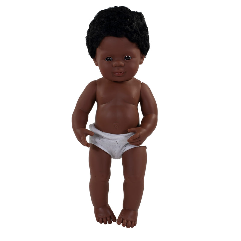 MINILAND Anatomically Correct 15" African-American Baby Boy Doll (MLE31059)