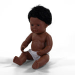 MINILAND Anatomically Correct 15" African-American Baby Boy Doll (MLE31059)