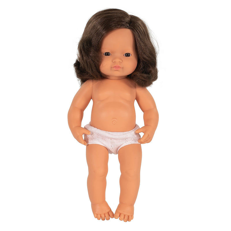 MINILAND Anatomically Correct 15" Brunette Caucasian Baby Girl Doll (MLE31080)
