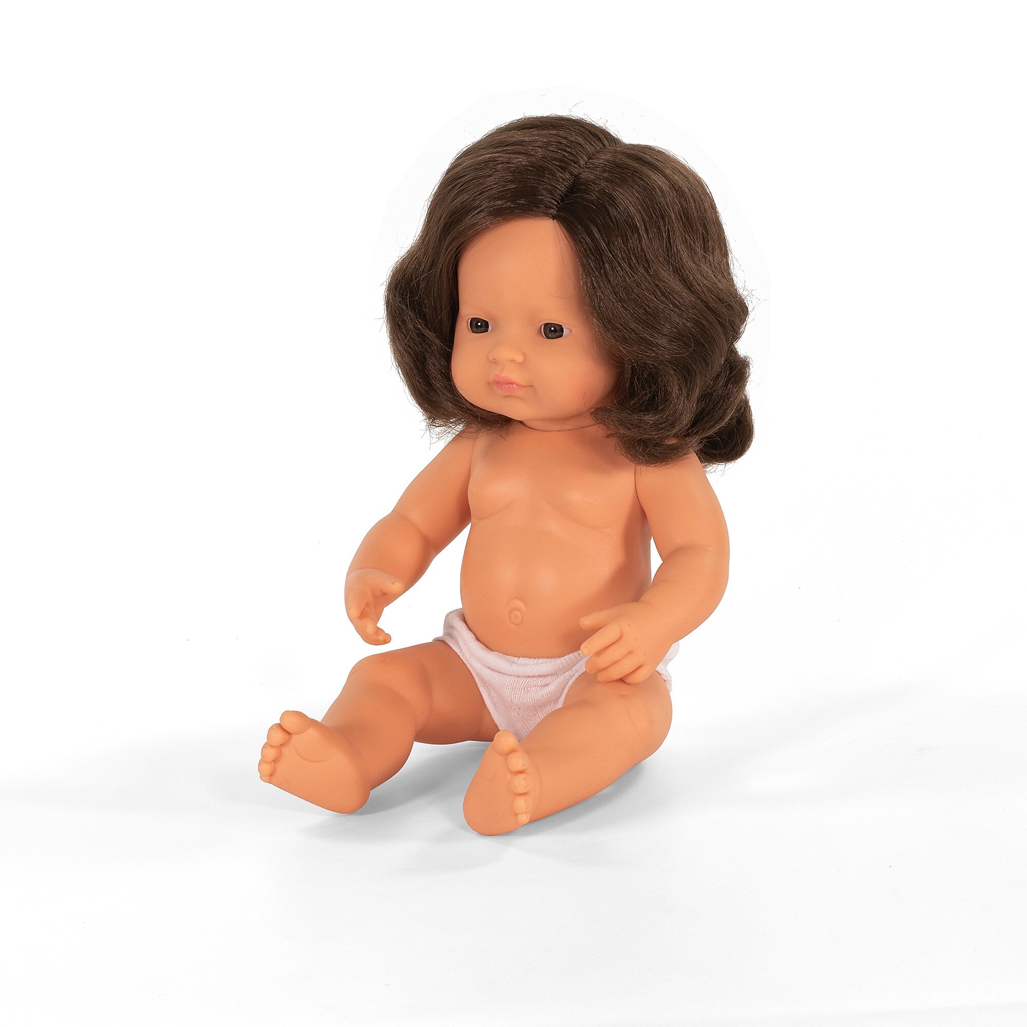 MINILAND Anatomically Correct 15" Brunette Caucasian Baby Girl Doll (MLE31080)