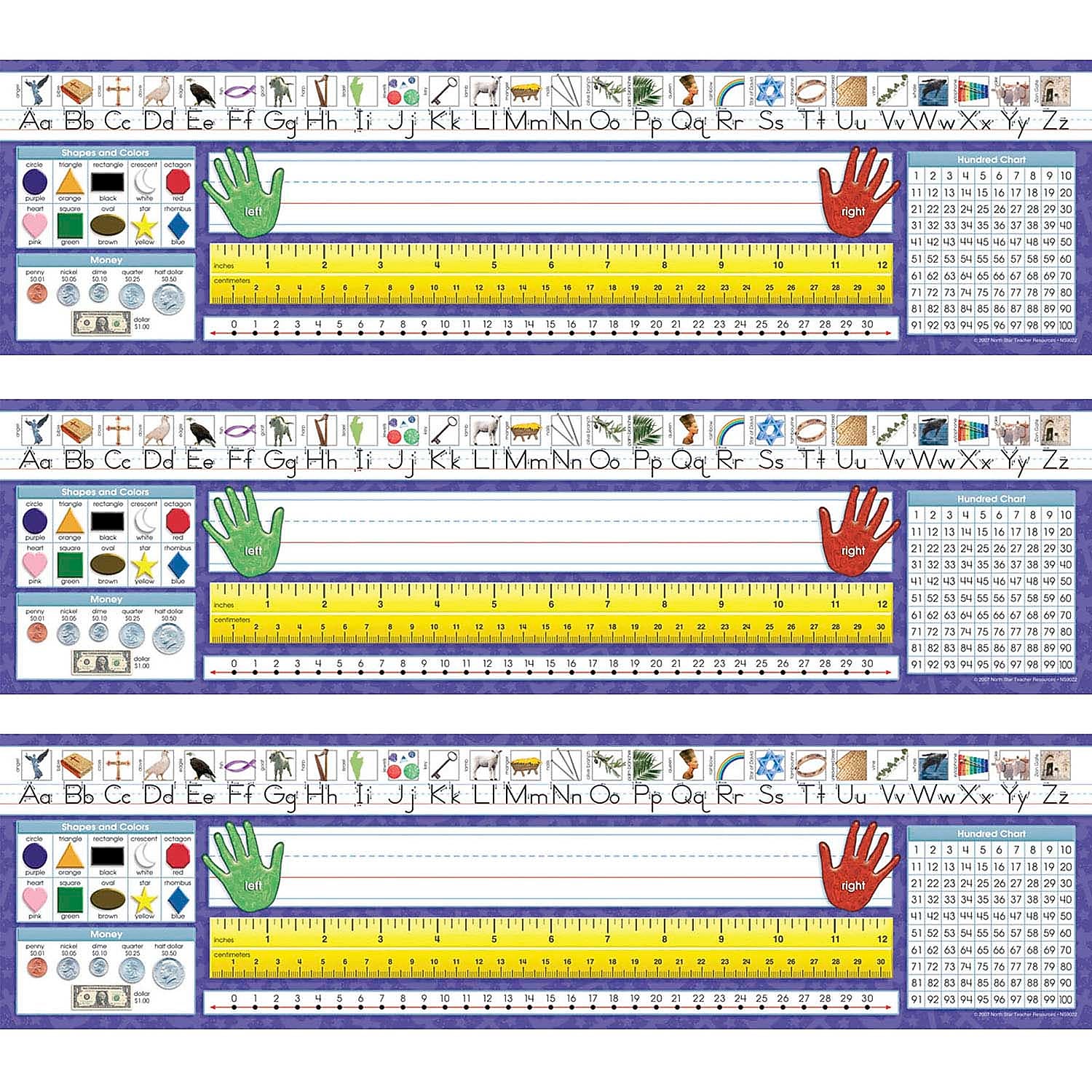North Star Teacher Resource Christian Primary Traditional Manuscript Desk Plates, 19" x 5", 36/Pack, 3 Packs (NST9022-3)