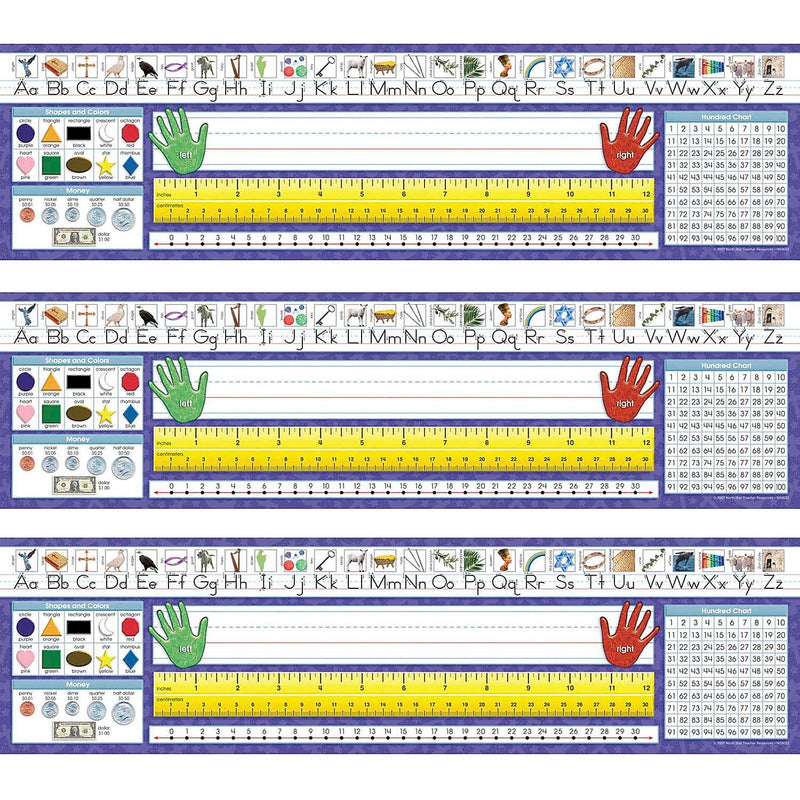 North Star Teacher Resource Christian Primary Traditional Manuscript Desk Plates, 19" x 5", 36/Pack, 3 Packs (NST9022-3)