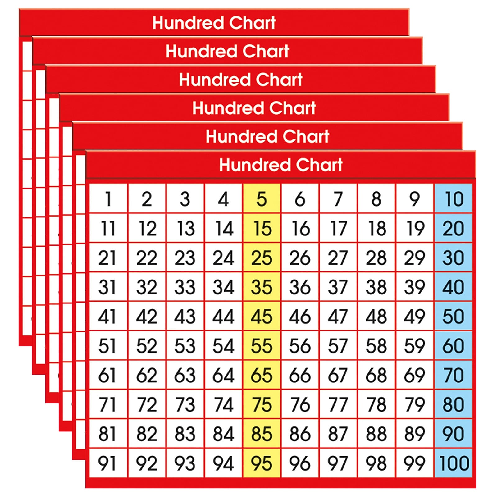 North Star Teacher Resources Hundred Chart Adhesive Desk Plate, 36/Pack, 6 Packs (NST9051-6)