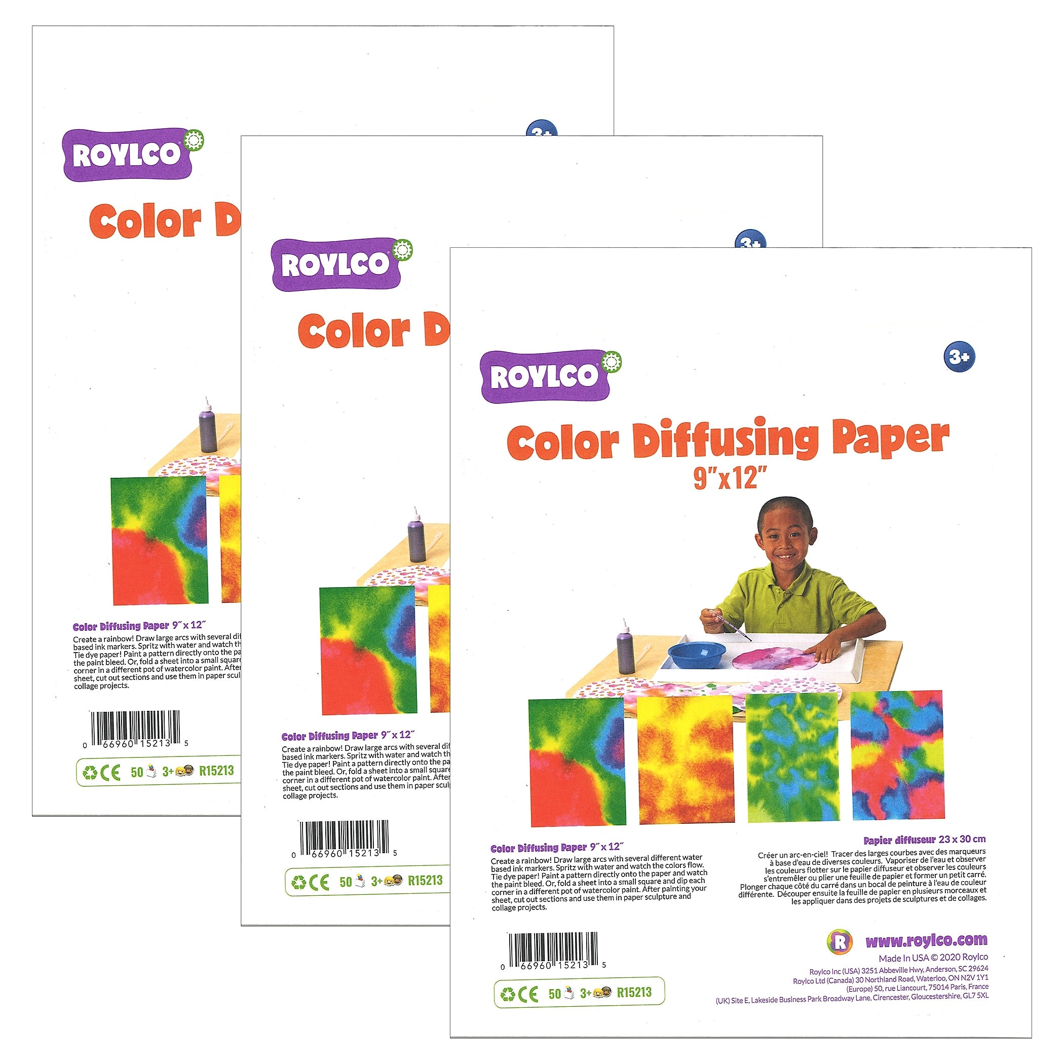 Roylco Color Diffusing Paper, 9" x 12", White, 50/Pack, 3 Packs/Bundle (R-15213-3)