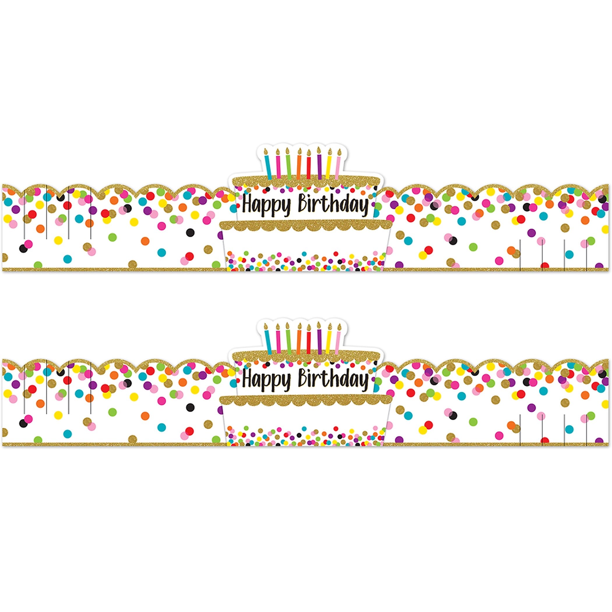 Teacher Created Resources Confetti Happy Birthday Crowns, 24" x 5", White/Multicolor, 30/Pack, 2 Packs (TCR1210-2)