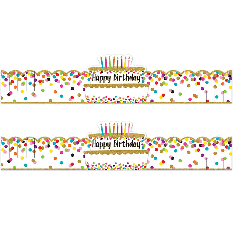 Teacher Created Resources Confetti Happy Birthday Crowns, 24" x 5", White/Multicolor, 30/Pack, 2 Packs (TCR1210-2)