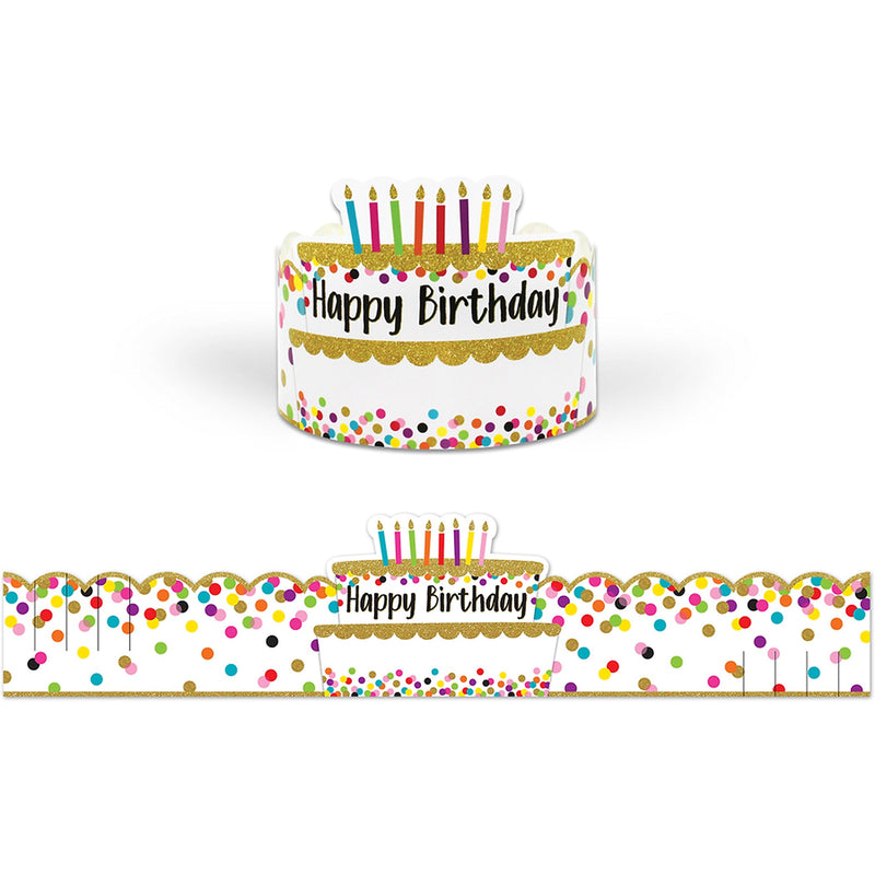 Teacher Created Resources Confetti Happy Birthday Crowns, 24" x 5", White/Multicolor, 30/Pack, 2 Packs (TCR1210-2)