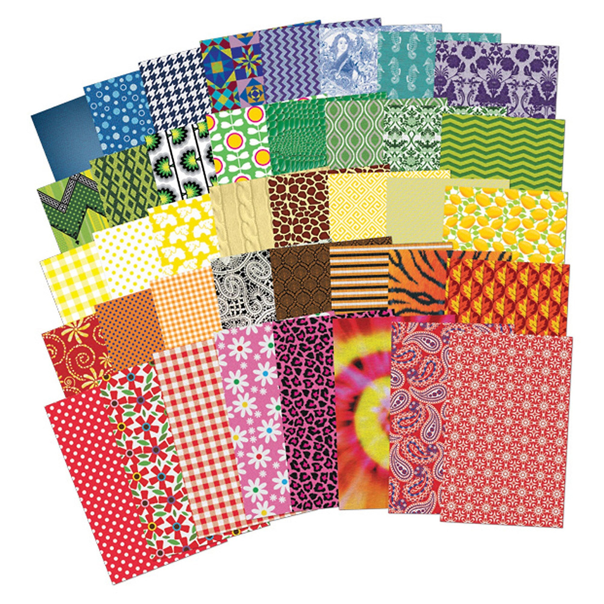 Roylco All Kinds of Fabric Design Papers, 5.5" x 8.5", 200 Sheets Per Pack, 2 Packs (R-15289-2)