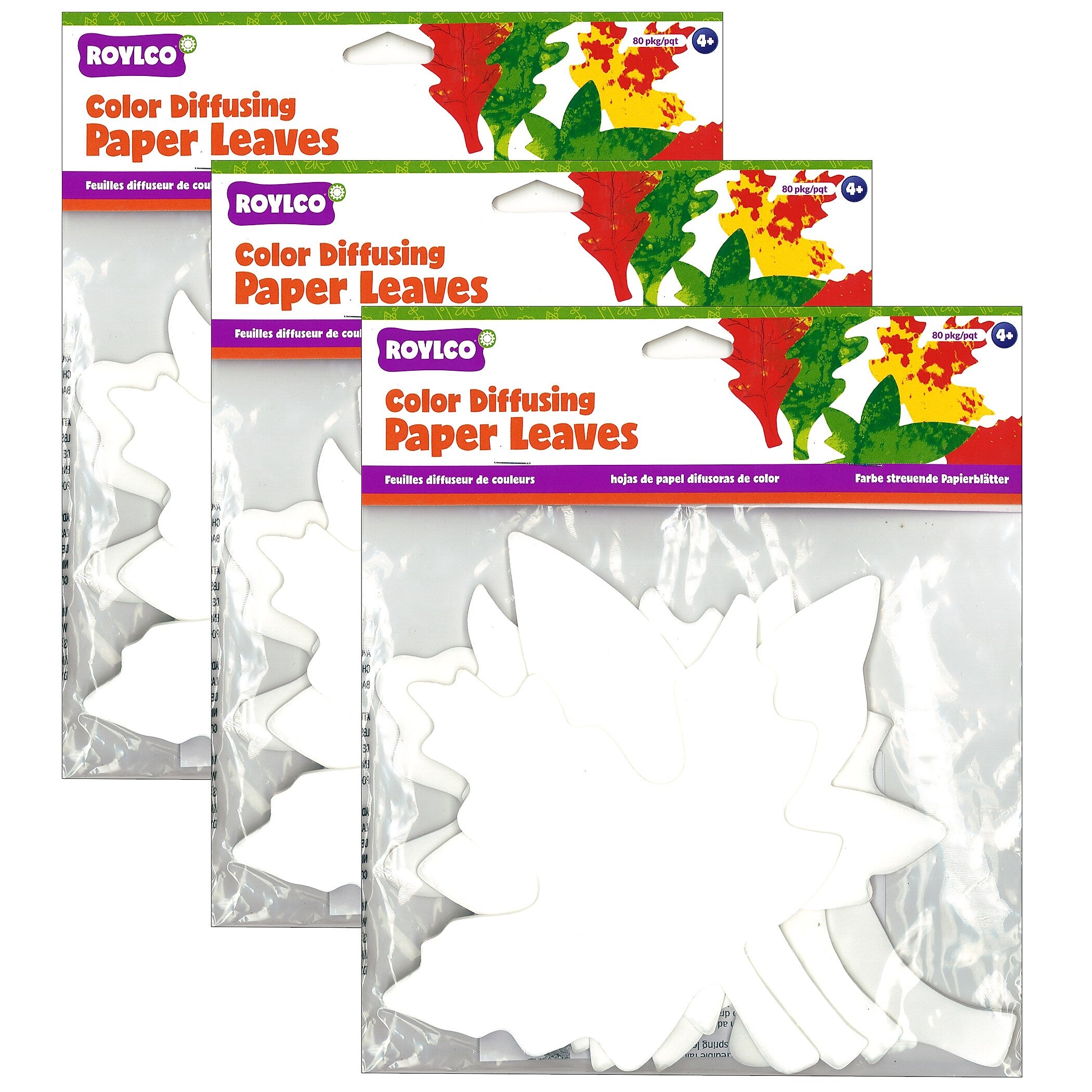 Roylco Color Diffusing Paper Leaves, 7" x 9", 80/Pack, 3 Packs/Bundle (R-2442-3)