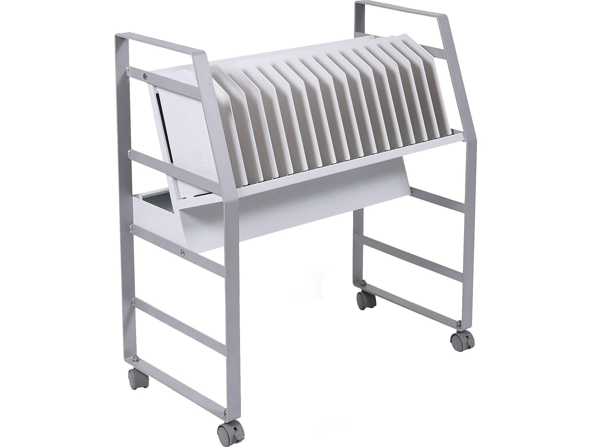 Luxor 16-Unit Open Charging Cart, White/Gray Steel (LOTM16)