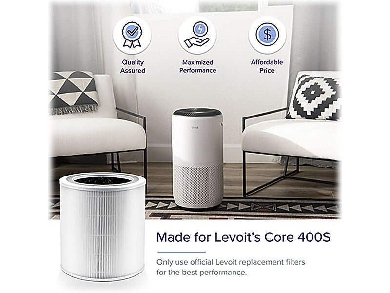 Levoit True HEPA Air Purifier Filter, 10.35" x 10.35" (HEACAFLVNUS0051)