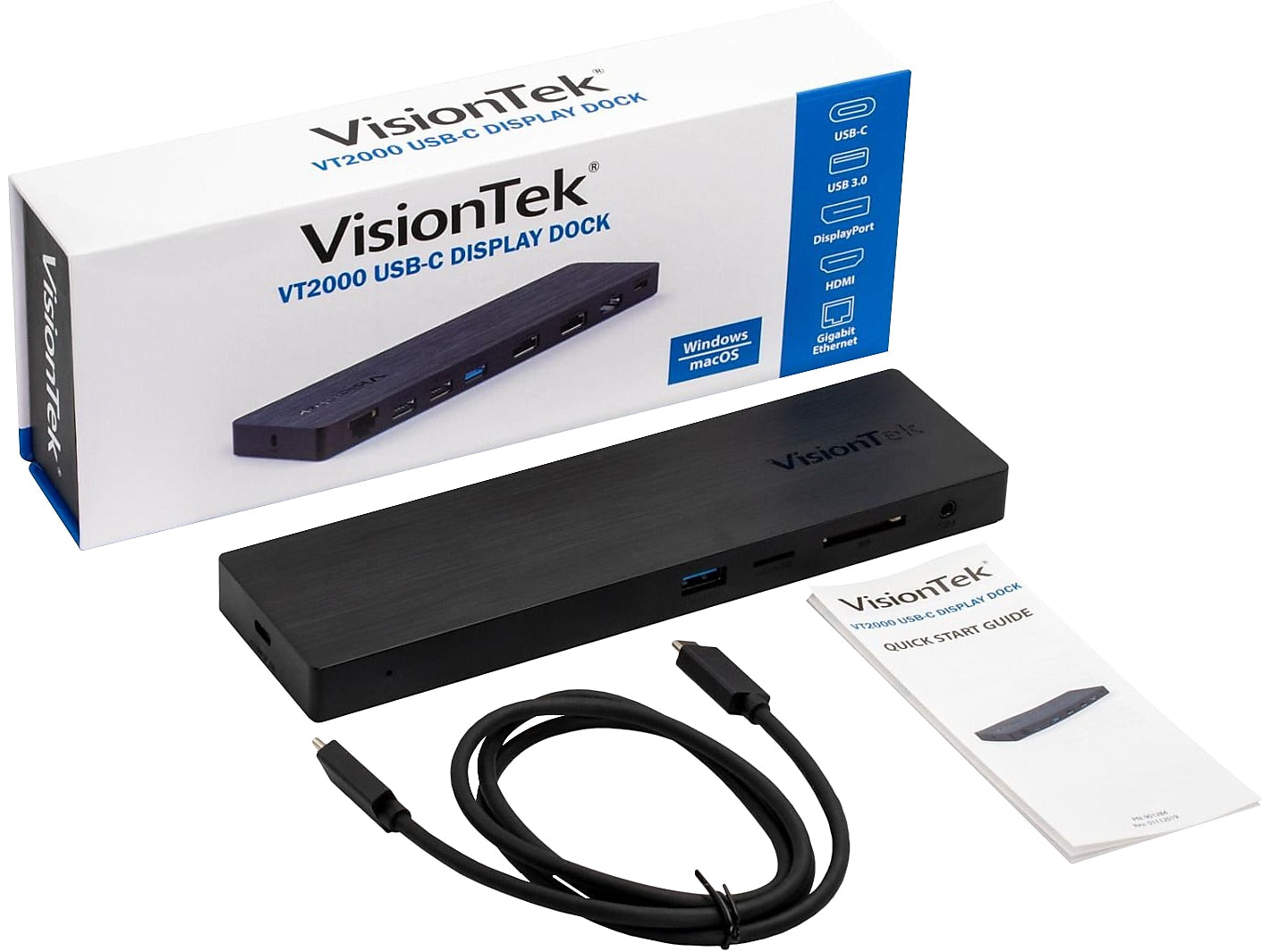 VisionTek VT2000 Triple Display USB-C Docking Station for Laptop (901284)