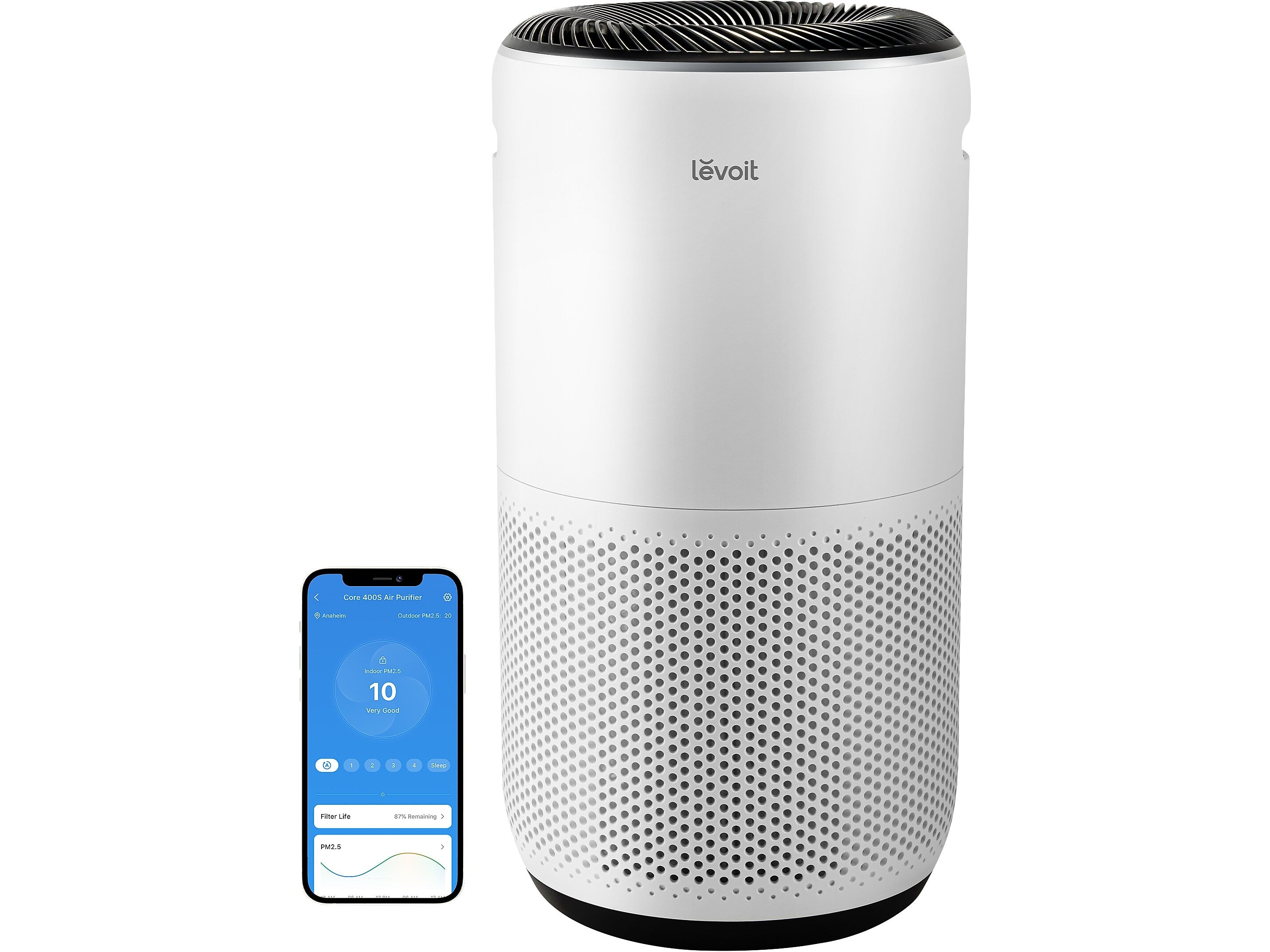 Levoit PlasmaPro 400S True HEPA Air Purifier, White (HEAPAPLVSUS0076)