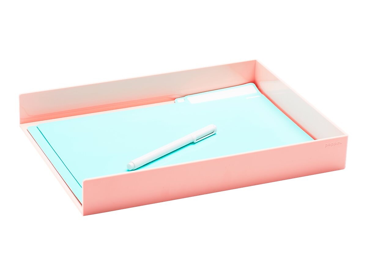 Poppin Stackable Front Loading Letter Tray, Letter Size, Blush (104439)