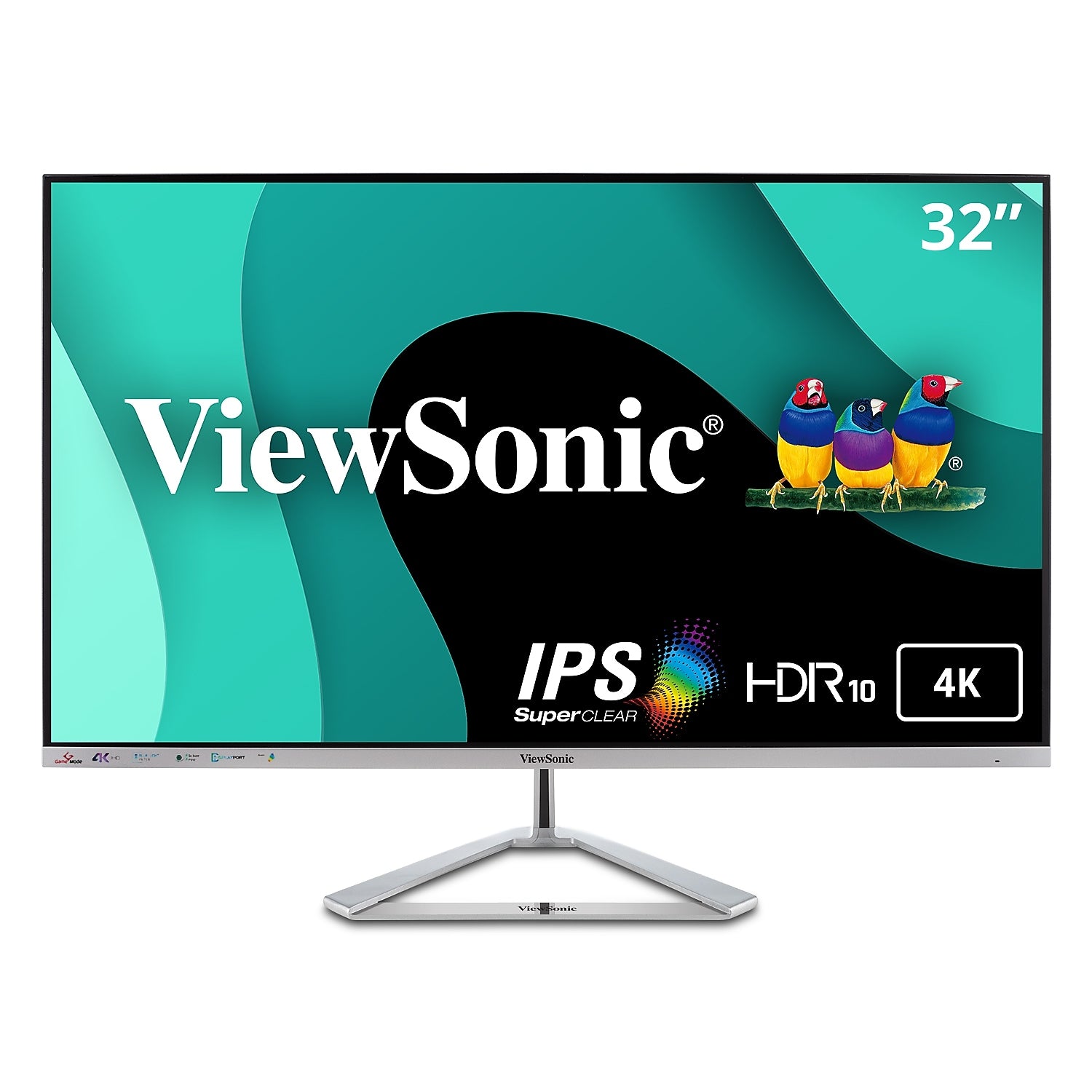 ViewSonic 32" 4K Ultra HD 60Hz LCD Monitor, Silver (VX3276-4K-MHD)