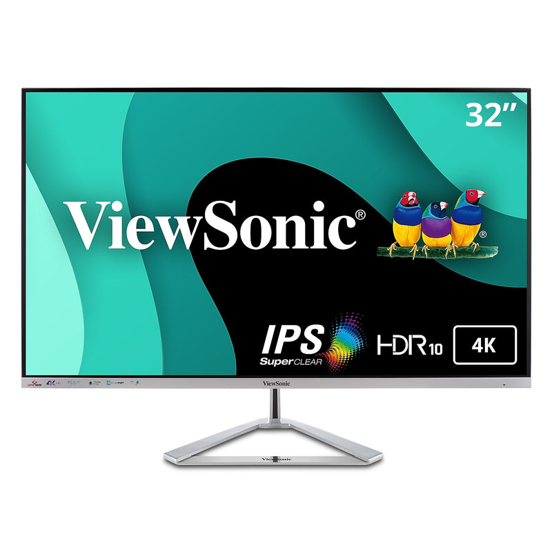 ViewSonic 32" 4K Ultra HD 60Hz LCD Monitor, Silver (VX3276-4K-MHD)