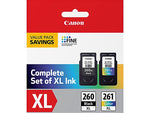 Canon 260XL/261XL Black and Tri-Color High Yield Ink Cartridge, 2/Pack (3706C005)