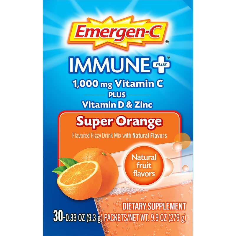 Emergen-C Immune Plus Vitamin C Supplement Powder, Super Orange, 30/Pack (F85898100042T)