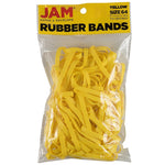 JAM Paper Multi-Purpose #64 Rubber Bands, 3.5" x .25", Non-Latex, Yellow, 100/Pack (33364RBYE)
