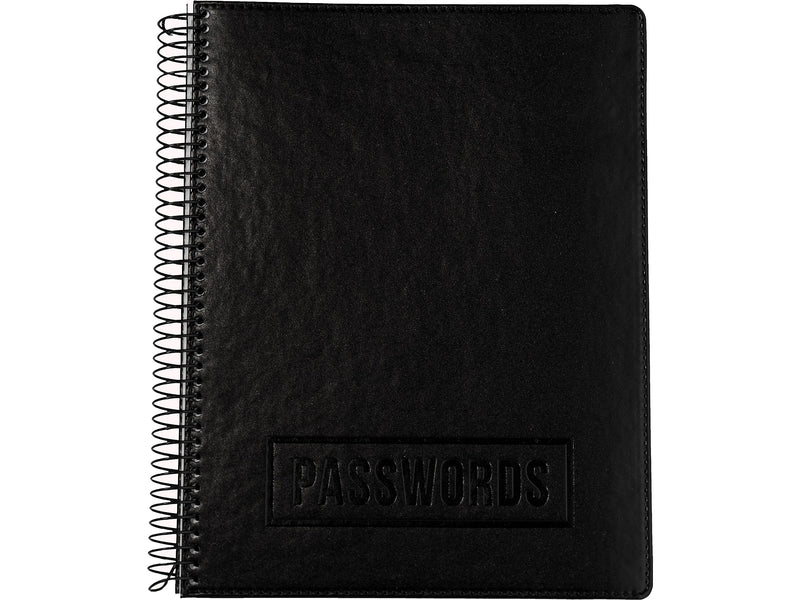 RE-FOCUS THE CREATIVE OFFICE 7.6" x 10" Executive Password Book, Faux Leather Black (10007)