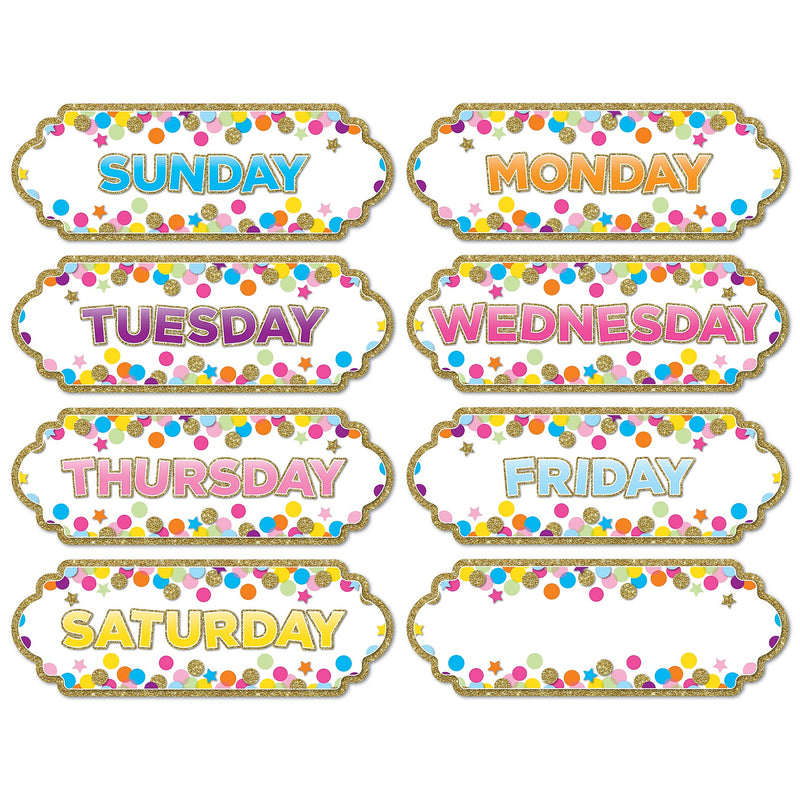 Ashley Productions Magnetic Die-Cut Timesavers & Labels, Confetti Days of the Week, 6 Packs (ASH19006-6)