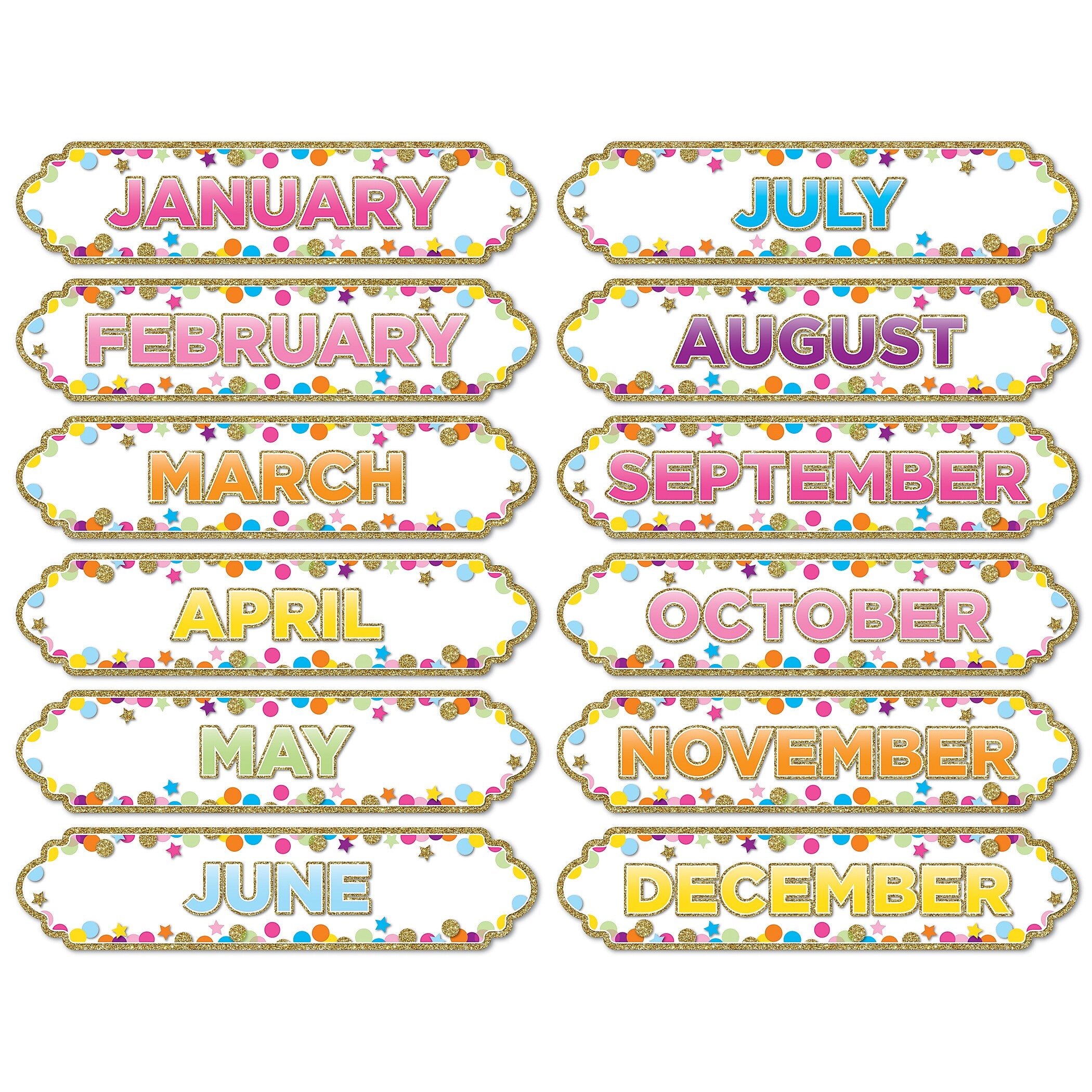 Ashley Productions Magnetic Die-Cut Timesavers & Labels, Confetti Months of the Year, 6 Packs (ASH19008-6)