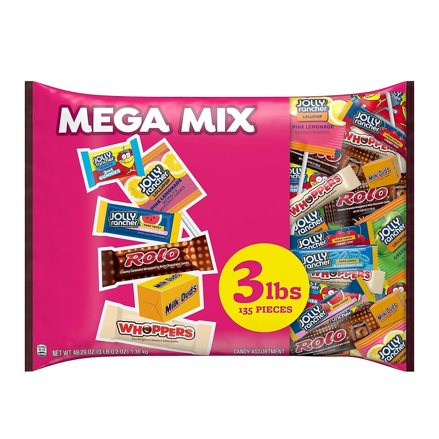 Hershey's Mega Mix Chocolate and Candy Variety Bag, 48.29 oz., 135 Pieces (HEC93958)