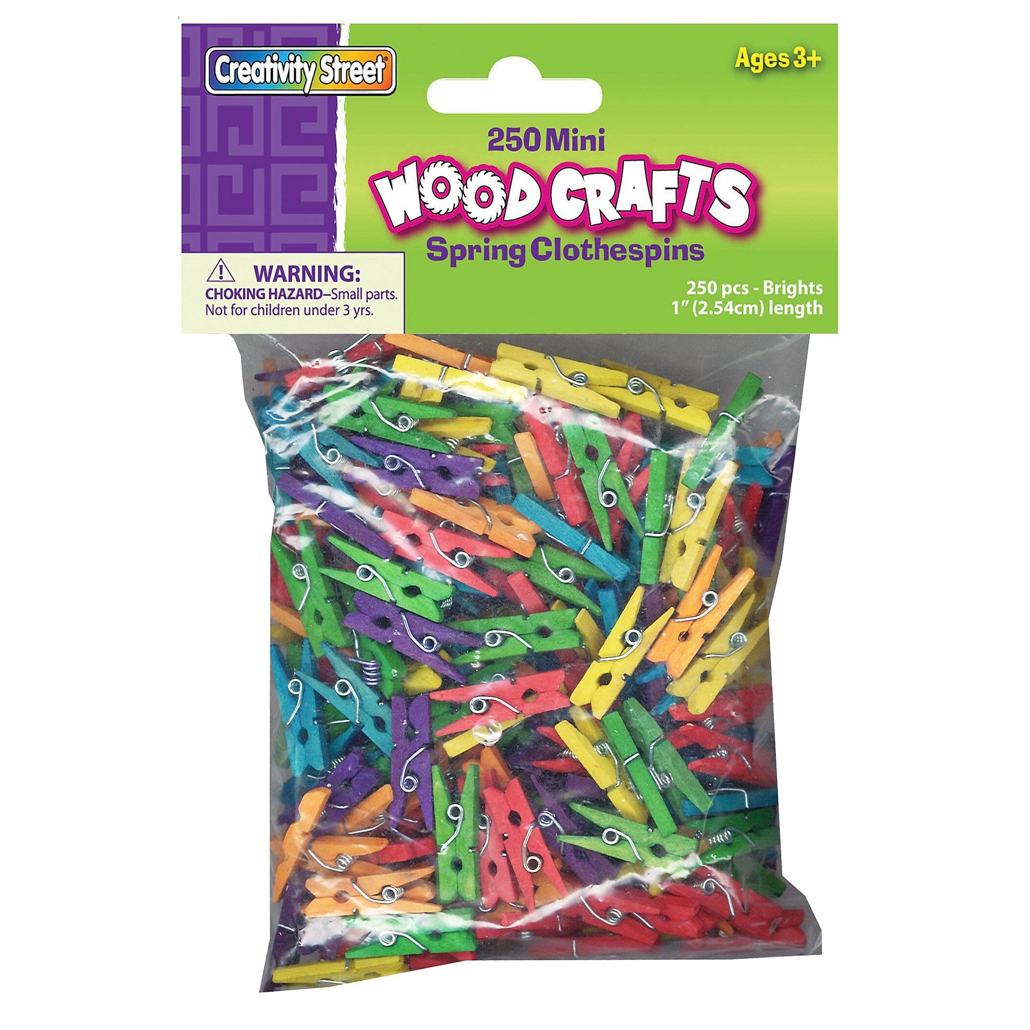 Creativity Street Mini Spring Clothespins, Bright Hues Assorted, 1", 250/Pack, 2 Packs (CK-367202-2)