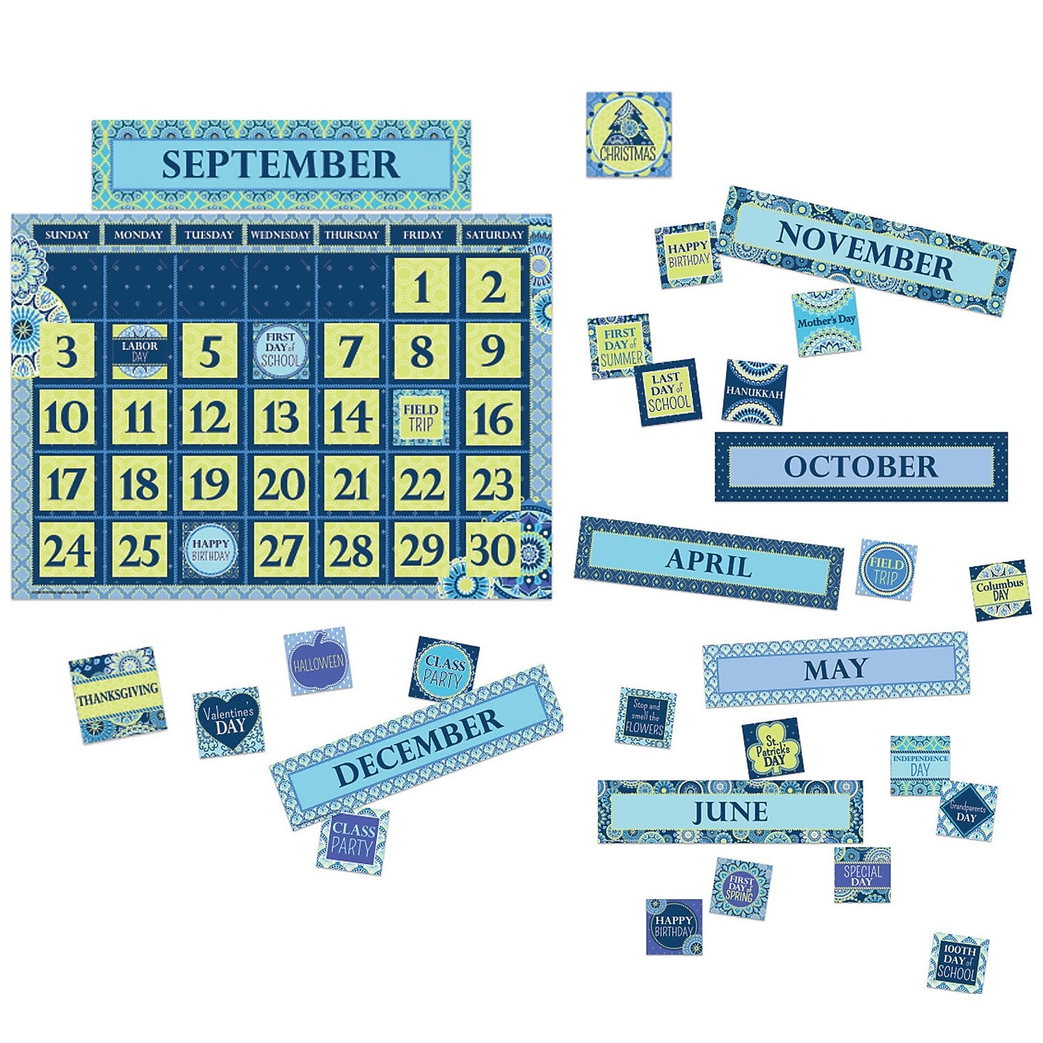 Eureka Blue Harmony Calendar Bulletin Board Set, 2 Sets (EU-847548-2)