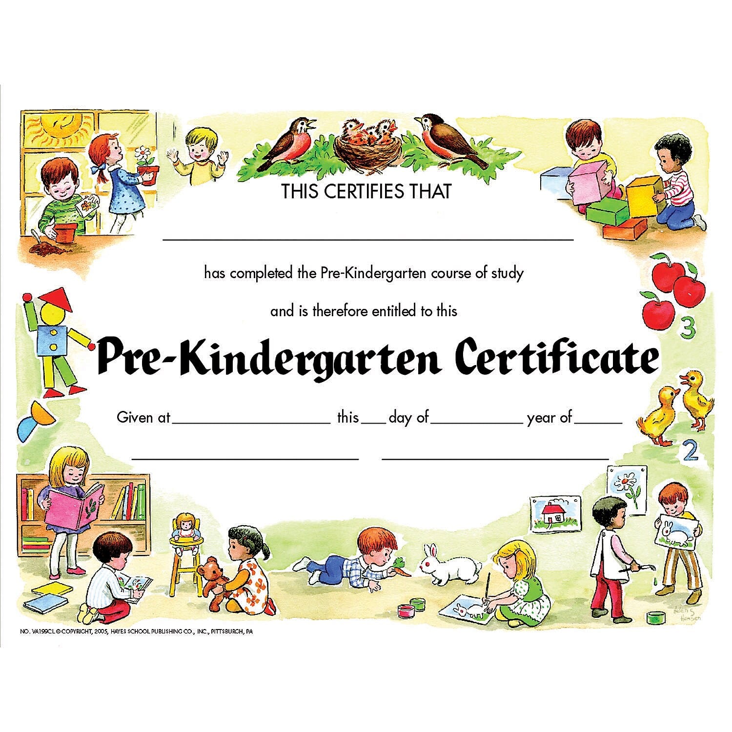 Hayes Publishing Pre-Kindergarten Certificate, 30/Pack, 6 Packs (H-VA199CL-6)
