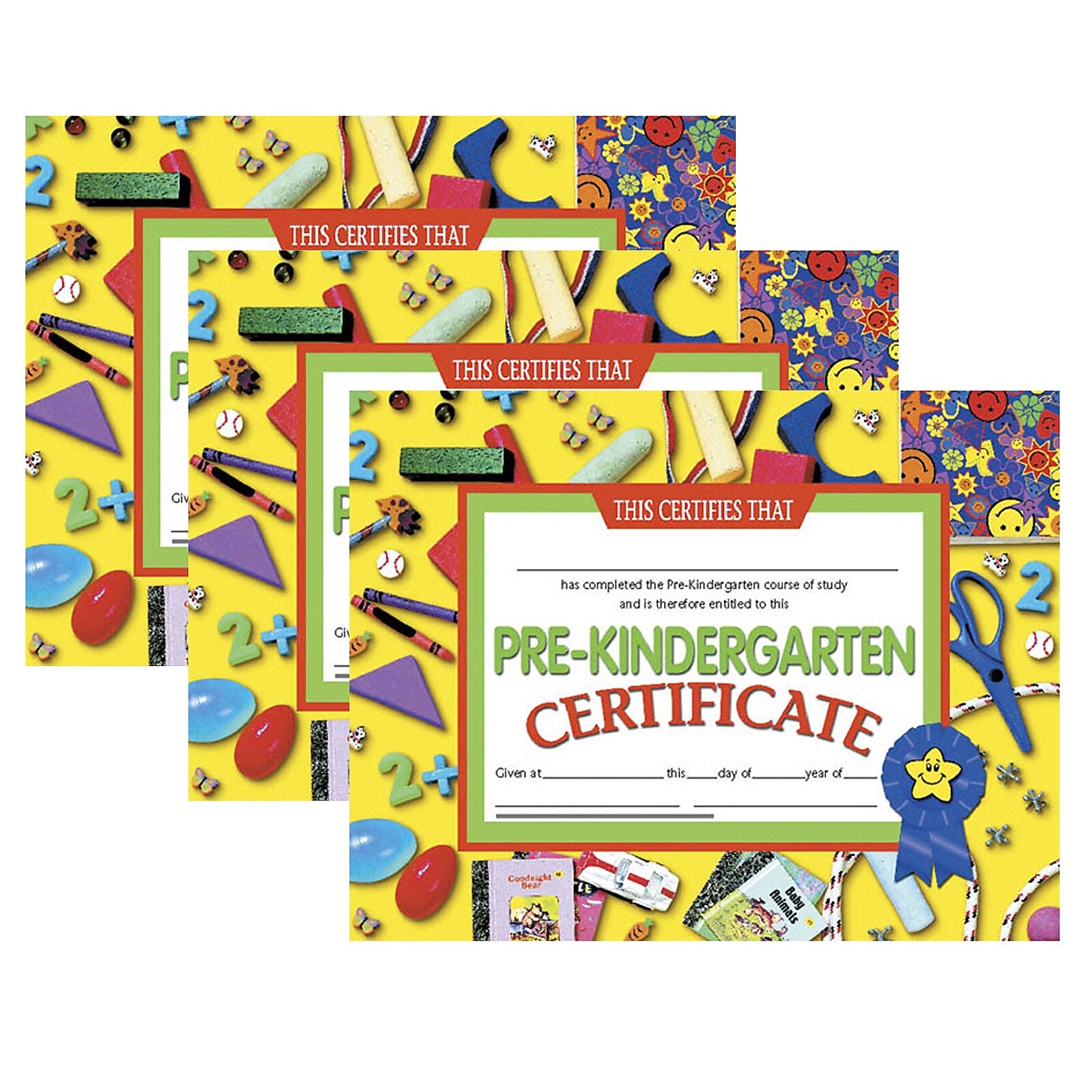 Hayes Publishing Pre-Kindergarten Certificate, 8.5" x 11", 30 Per Pack, 3 Packs (H-VA600-3)