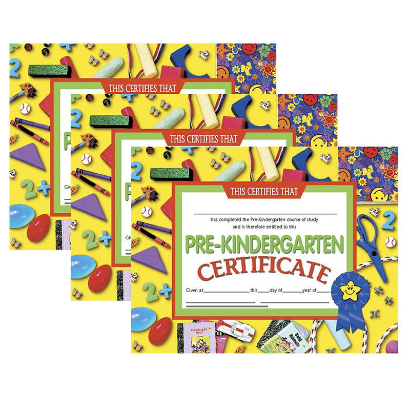 Hayes Publishing Pre-Kindergarten Certificate, 8.5" x 11", 30 Per Pack, 3 Packs (H-VA600-3)